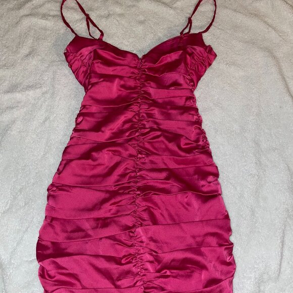 Oh Polly Hot Pink Underwire Ruched Mini Dress - Picture 3 of 4